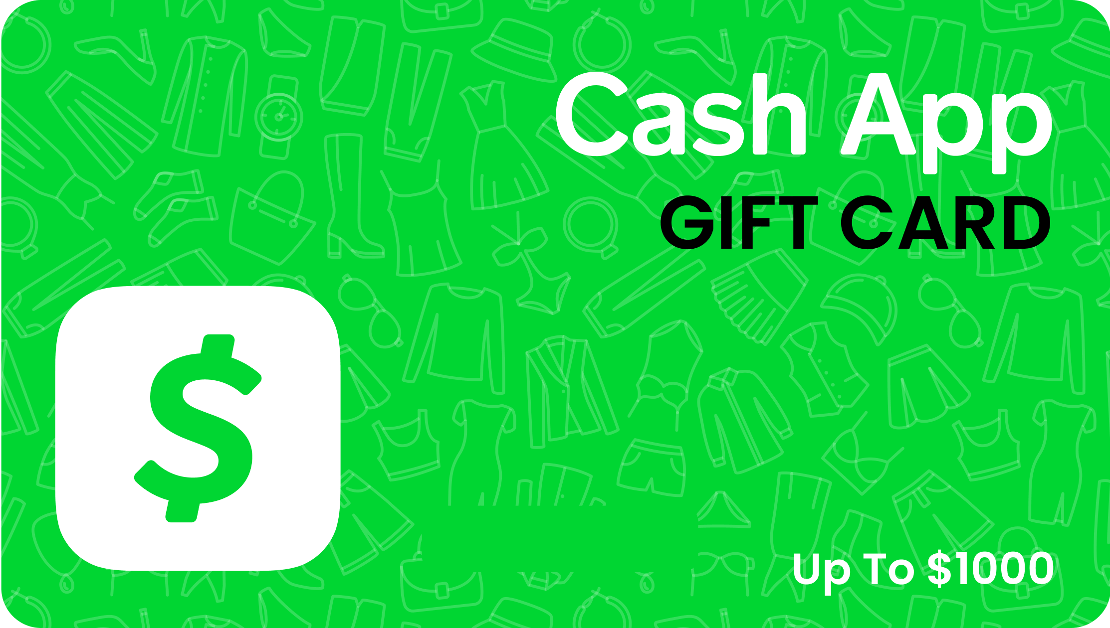 Cash App gift card illustration, up to $1,000